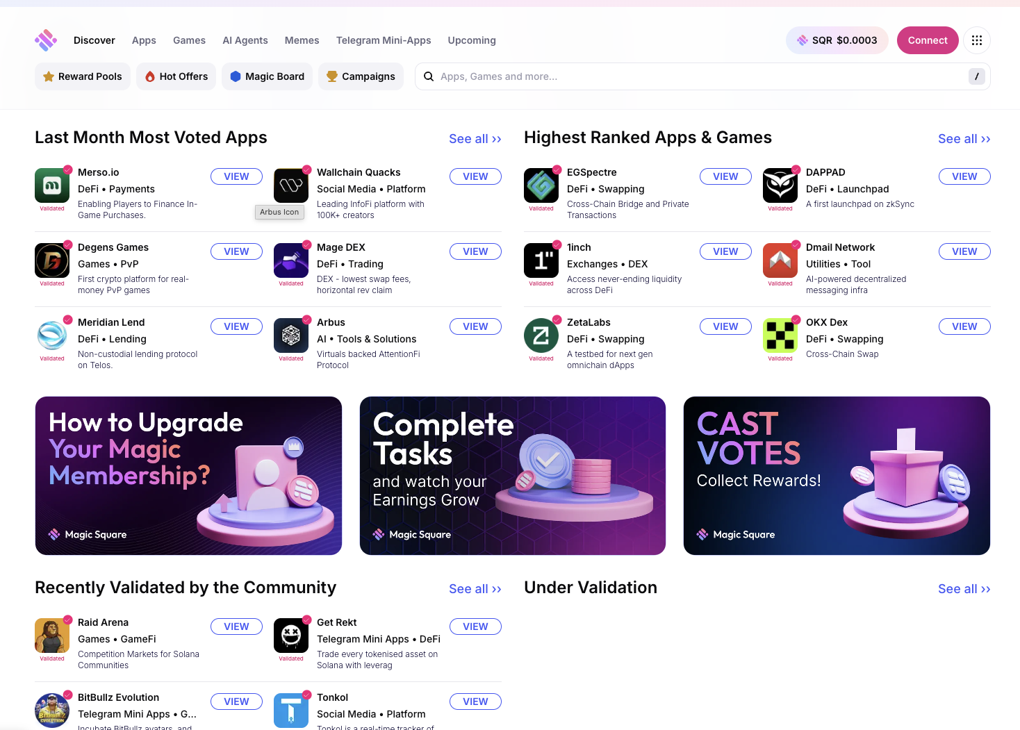 Magic Square — Web 3 App Store — dApp — Curated Web3 ecosystem of vetted dApps